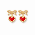 18K Gold Plated Bow Heart Dangle Earrings