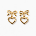 18K Gold Plated Bow Heart Drop Earrings