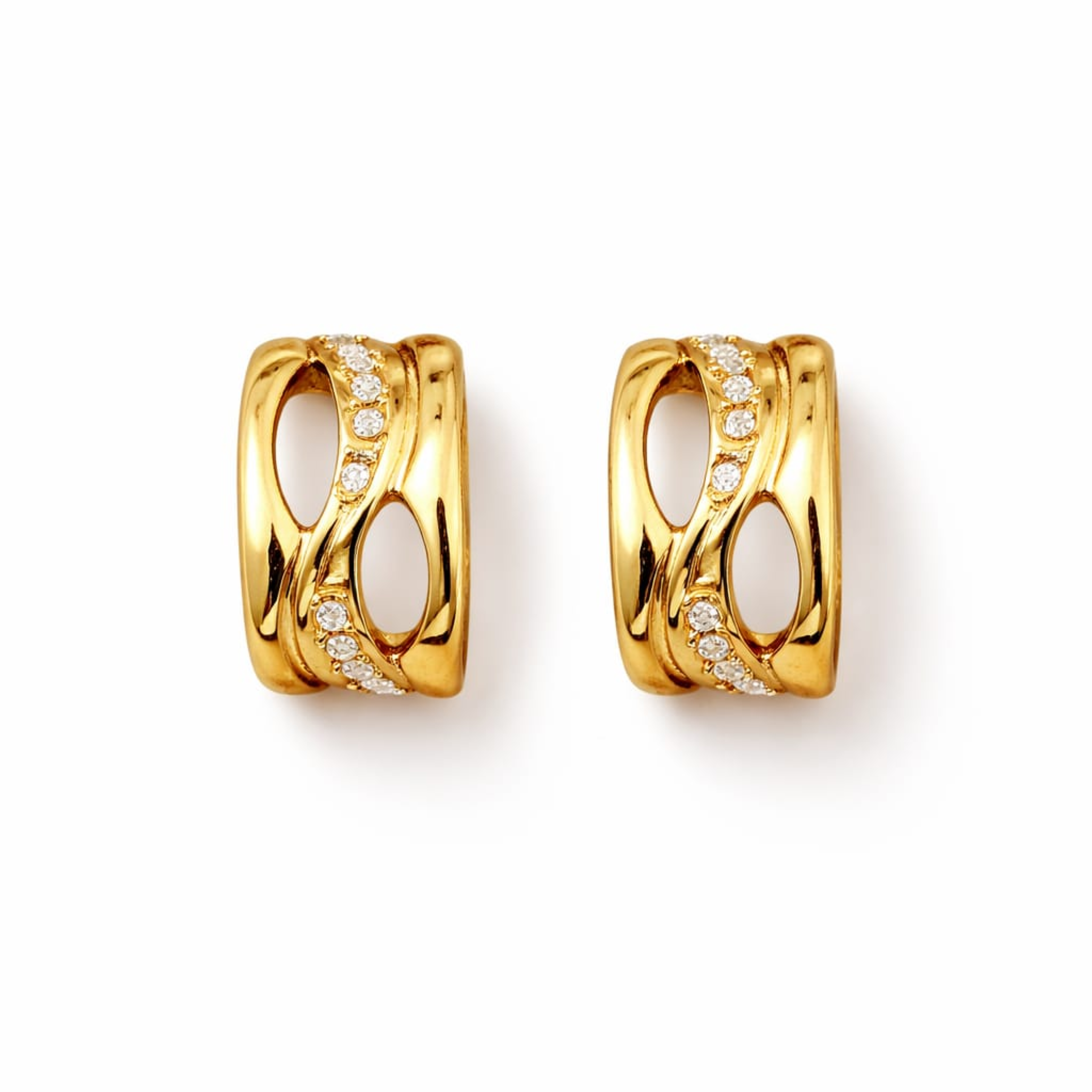 18K Gold Plated Crystal Accent Hoop Earrings