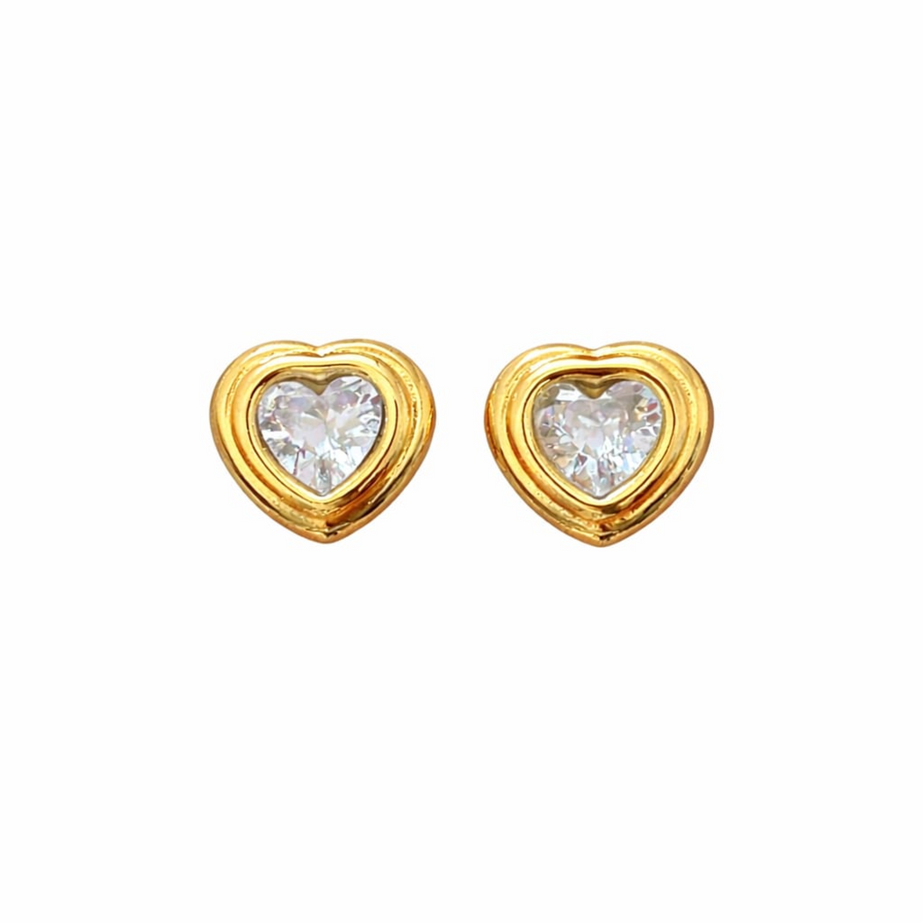 18K Gold Plated Crystal Heart Earrings