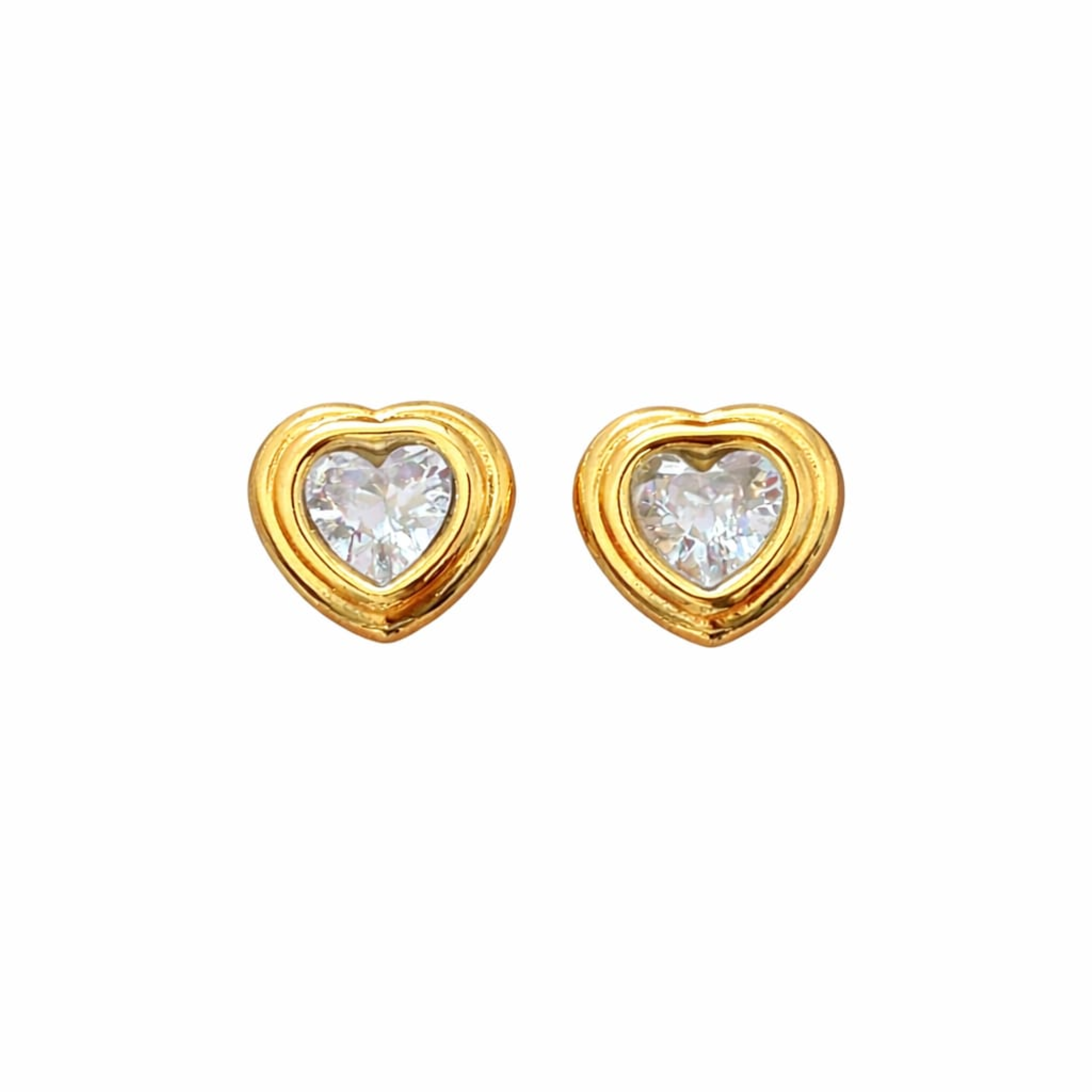 18K Gold Plated Crystal Heart Earrings
