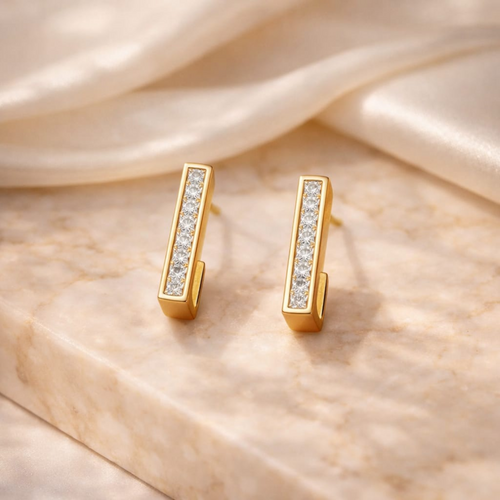 18K Gold Plated Crystal Huggie Earrings