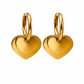 18K Gold Plated Double Heart Charm Hoop Earrings