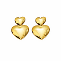 18K Gold Plated Double Heart Stud Earrings