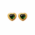 18K Gold Plated Emerald Gold Heart Earrings