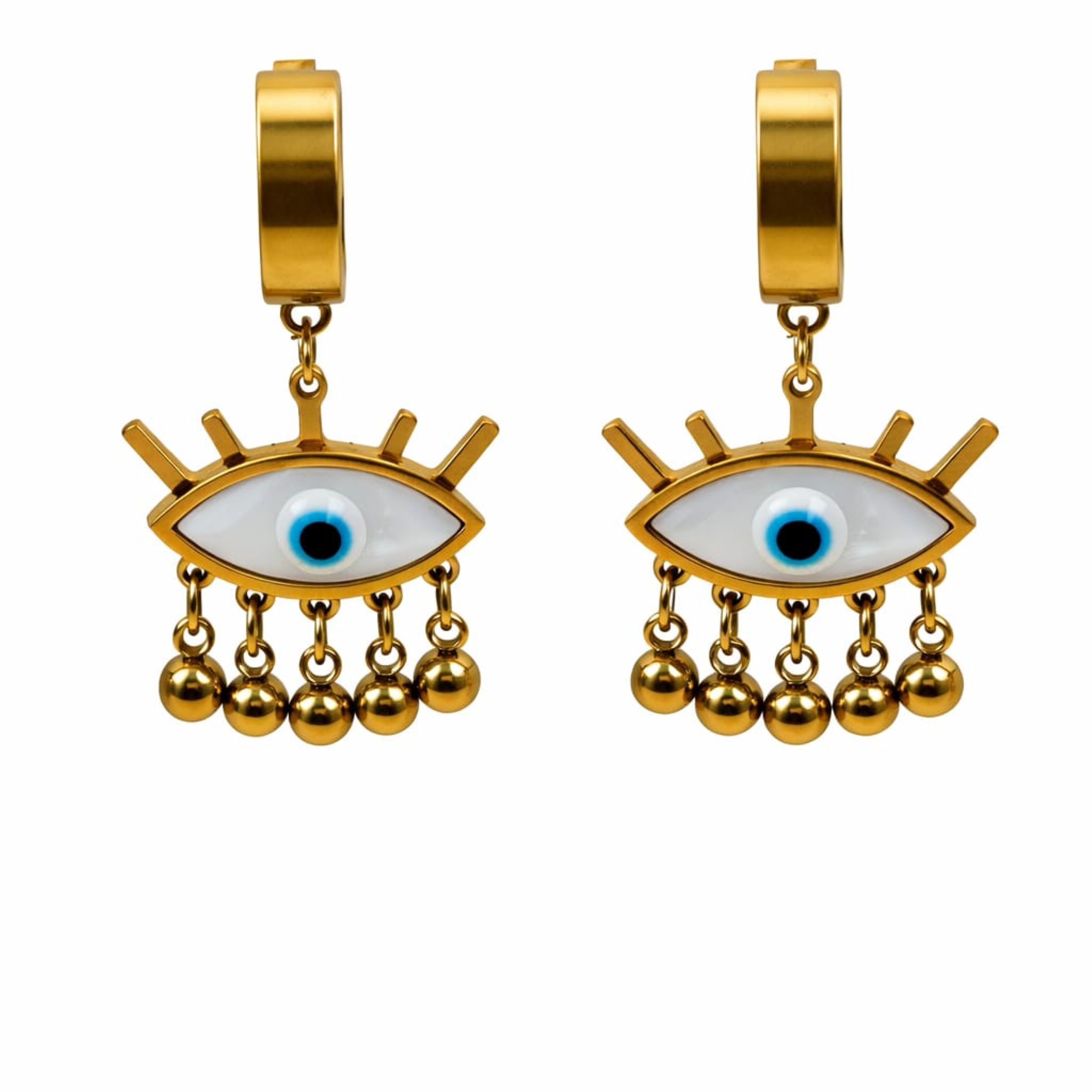 18K Gold Plated Evil Eye Dangle Earrings