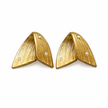 18K Gold Plated Textured Crystal Leaf Stud Earrings