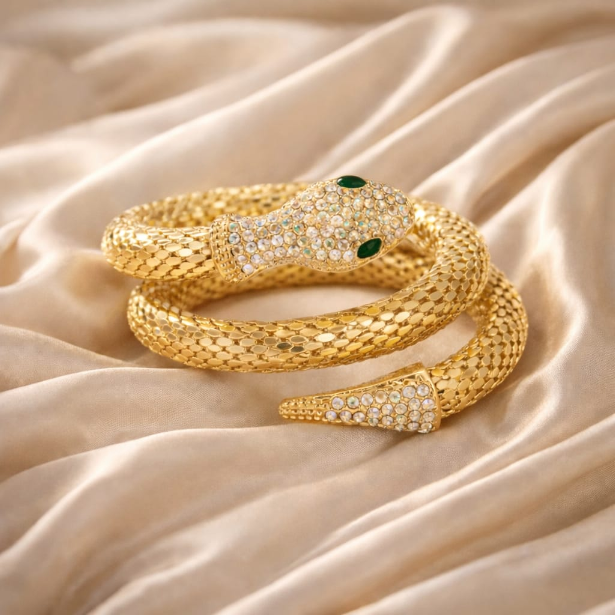 18KT Gold Plated Crystal Serpent Wrap Bracelet