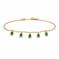 18KT Gold Plated Emerald Teardrop Line Bracelet