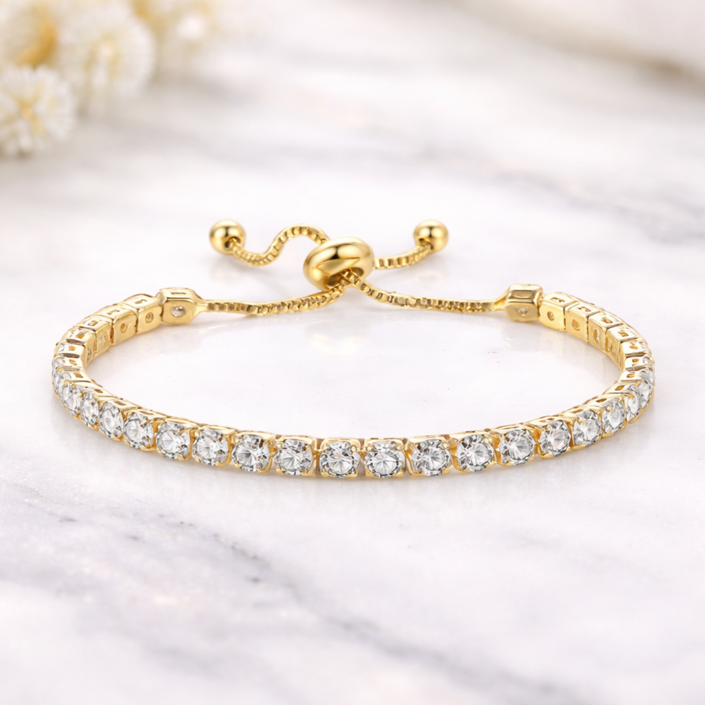 18KT Gold Plated Eternal Spark Adjustable Tennis Bracelet