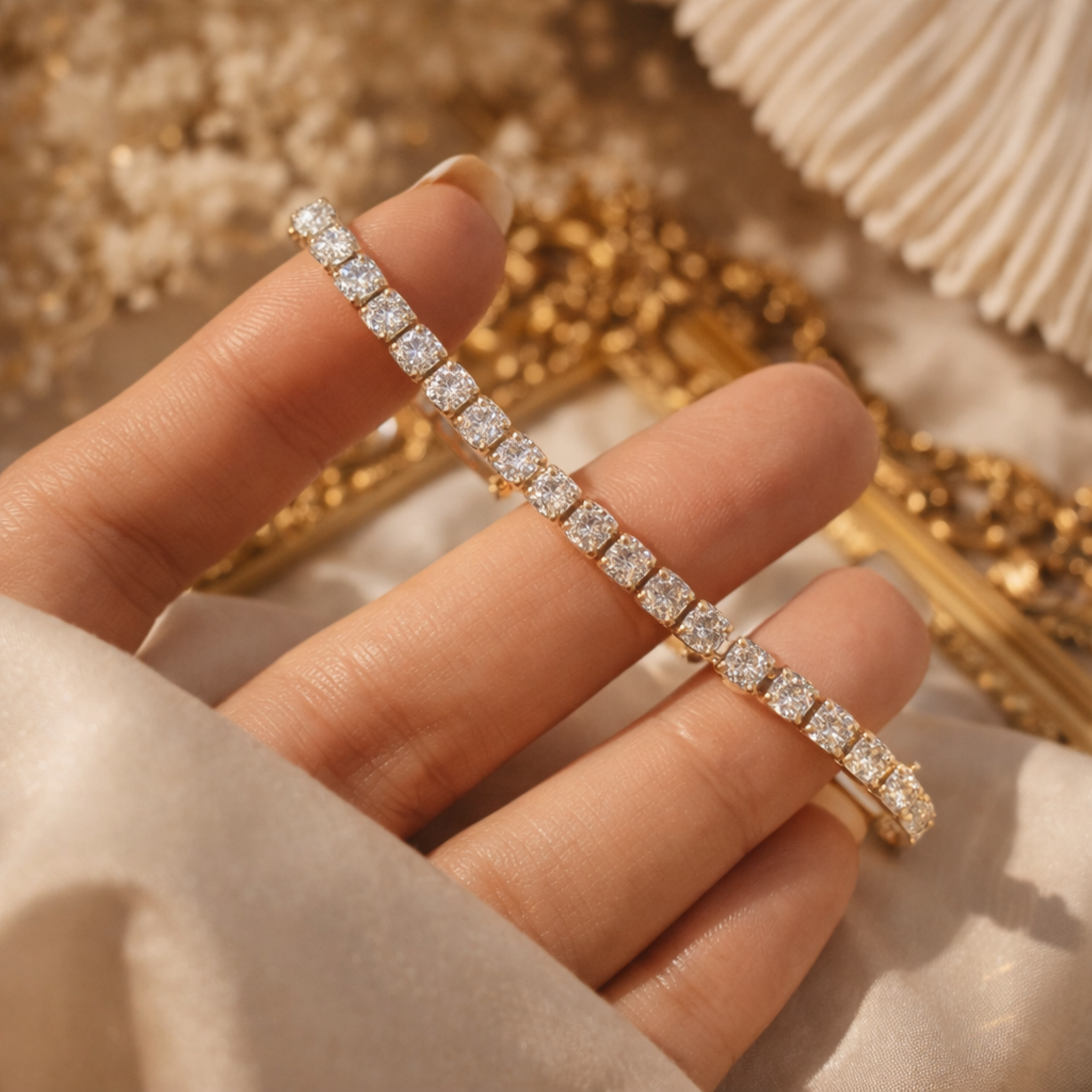 18KT Gold Plated Eternal Spark Adjustable Tennis Bracelet