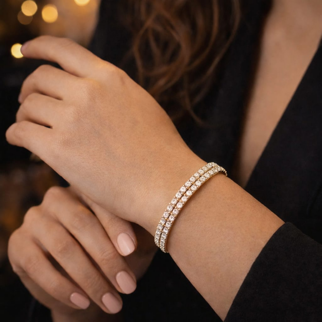 18KT Gold Plated Infinite Layered Tennis Bracelet