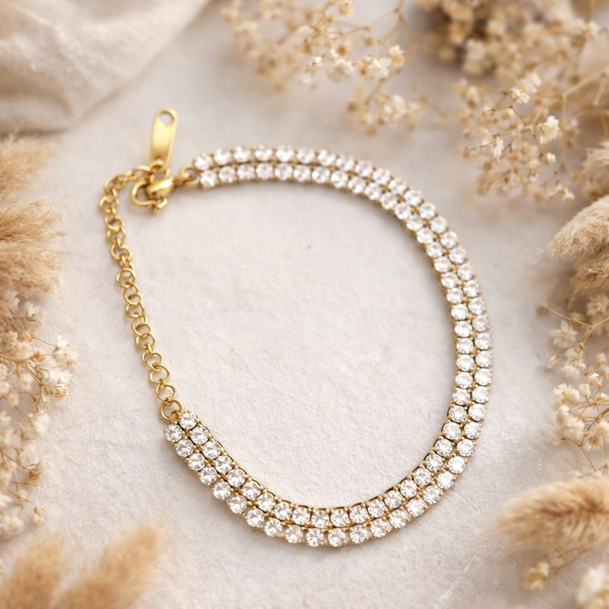 18KT Gold Plated Infinite Layered Tennis Bracelet