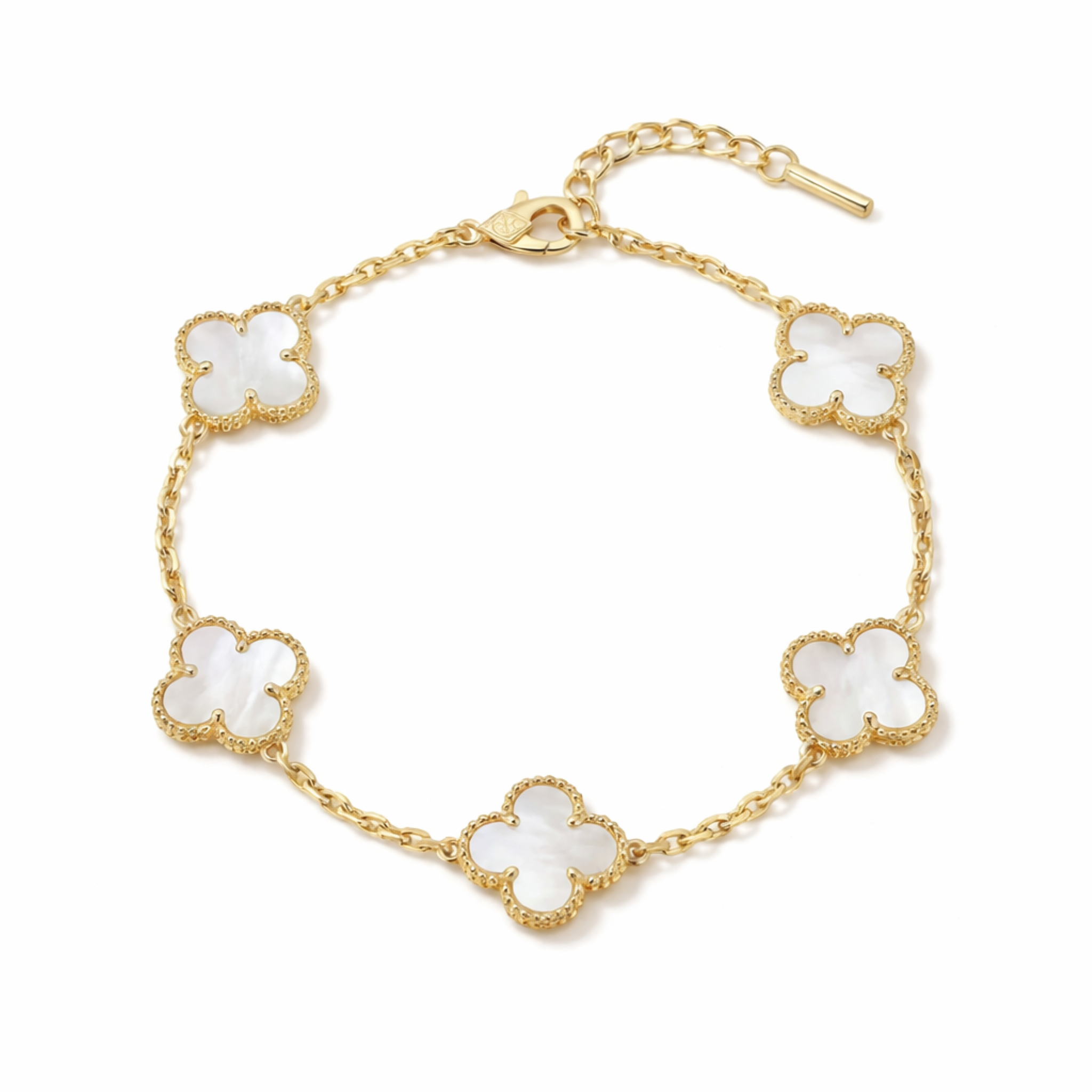 18KT Gold Plated White Elegance Clover Bracelet