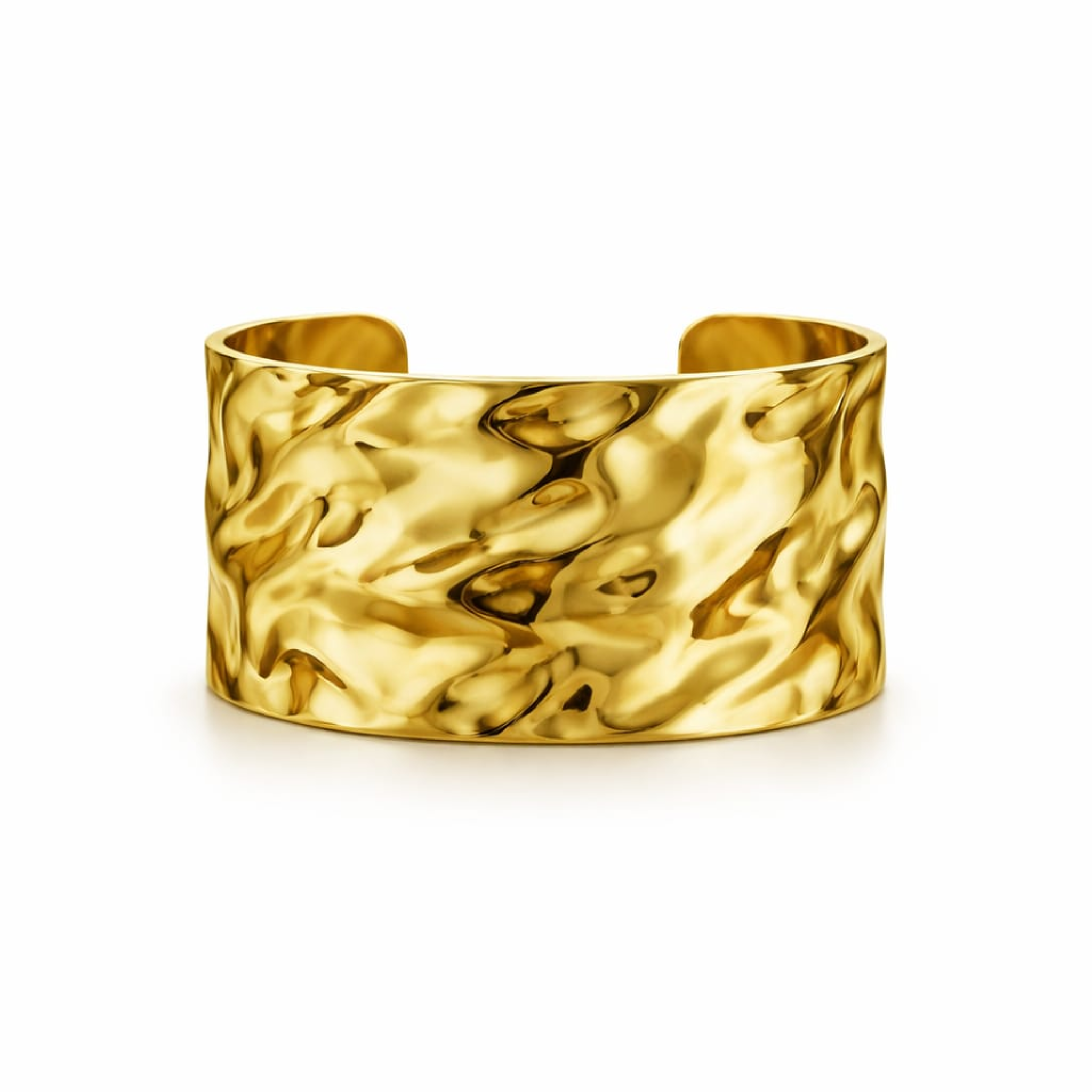 18KT Gold Plated Bold Hammered Bracelet Cuff