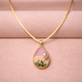 Blush Bloom Oval Pendant Necklace – 18K Gold Plated