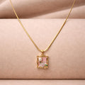 Blush Bloom Frame Pendant Necklace – 18K Gold Plated