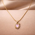 Blush Pink Heart Pendant Necklace – 18K Gold Plated