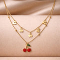 Cherry Charm Cascade Necklace – 18K Gold Plated
