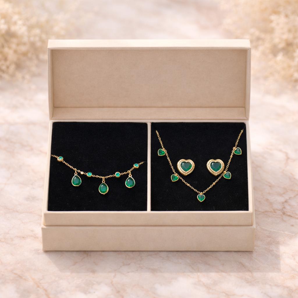 Emerald Cascade Necklace Set