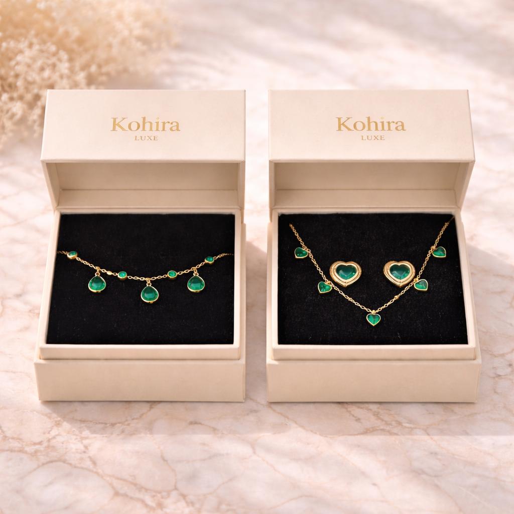 Emerald Cascade Necklace Set