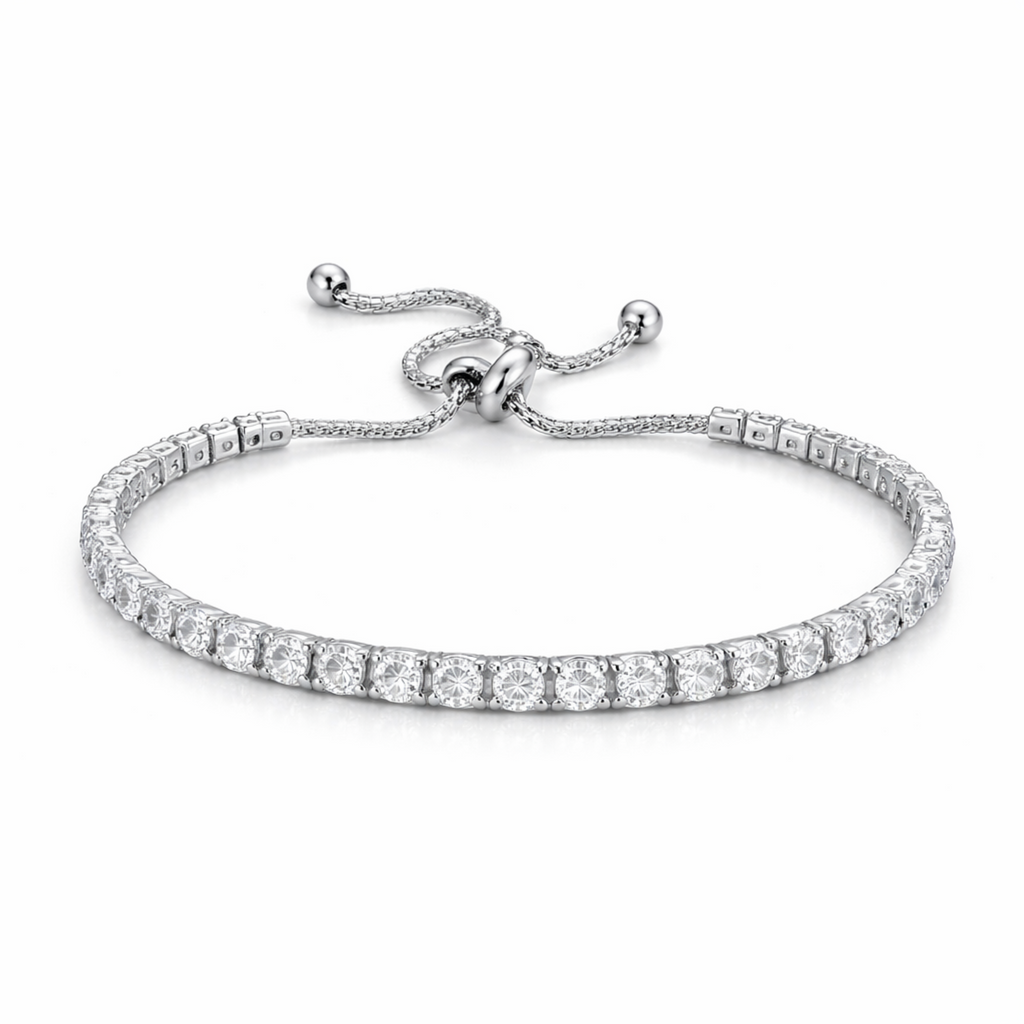 Eternal Spark Adjustable Tennis Bracelet – Silver Finish