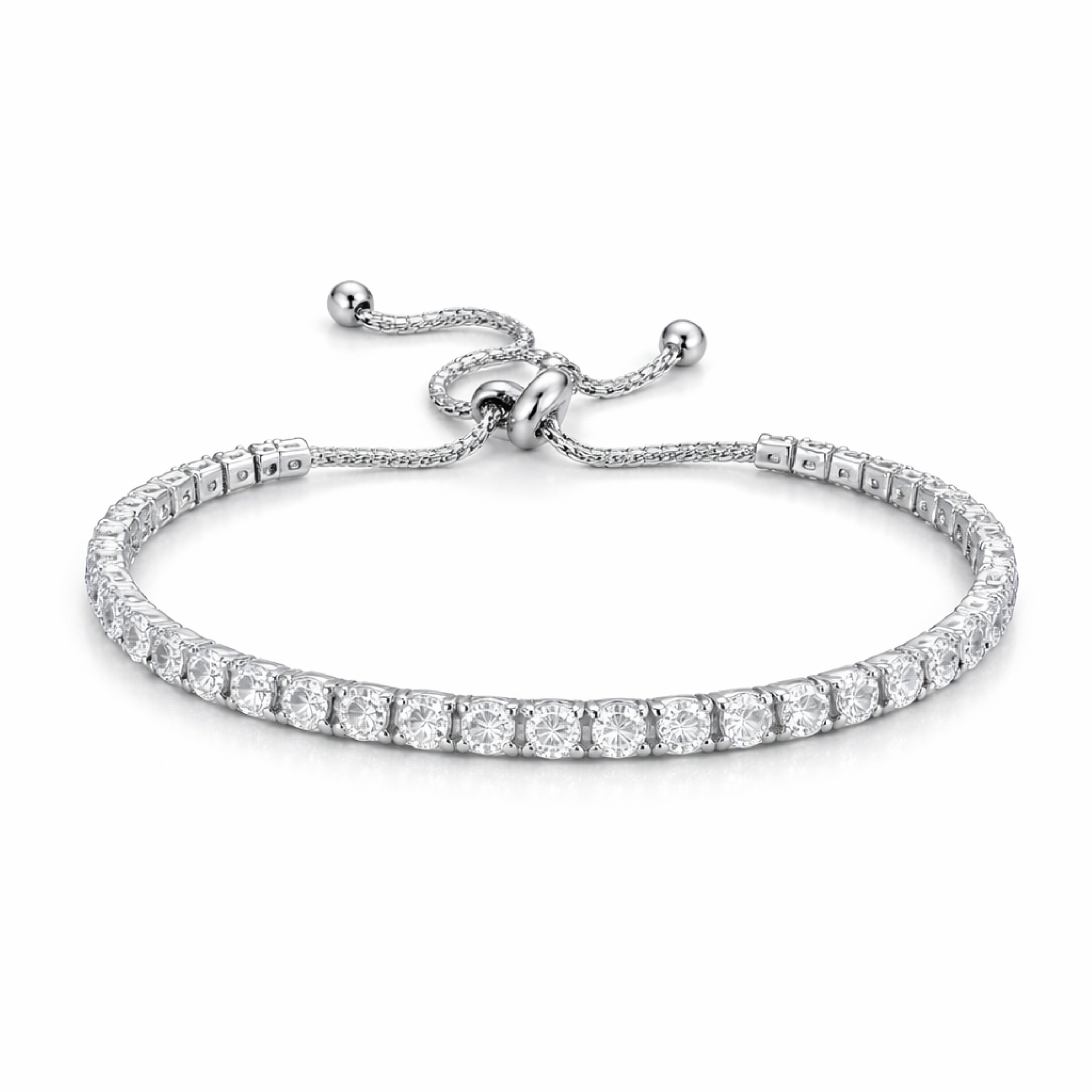 Eternal Spark Adjustable Tennis Bracelet – Silver Finish