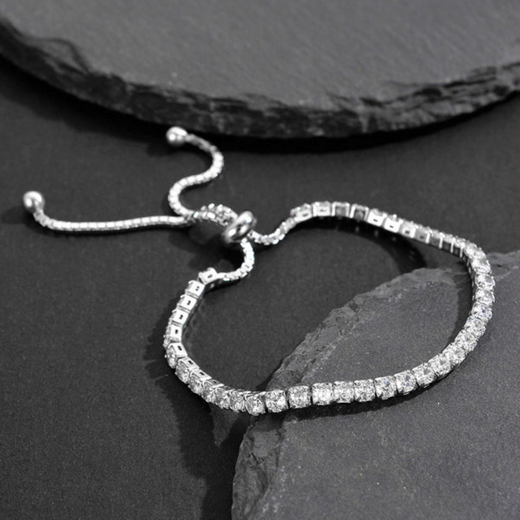 Eternal Spark Adjustable Tennis Bracelet – Silver Finish