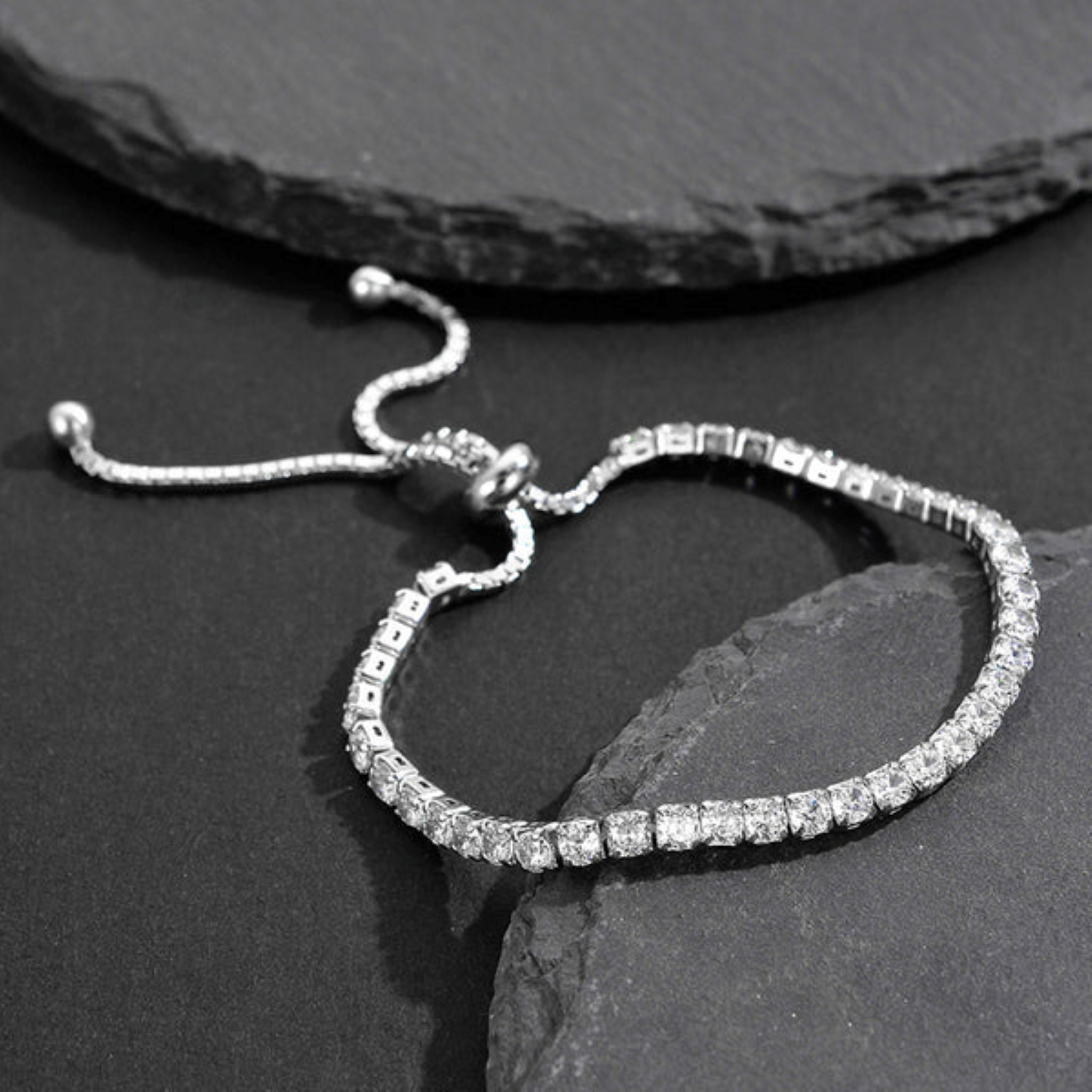Eternal Spark Adjustable Tennis Bracelet – Silver Finish