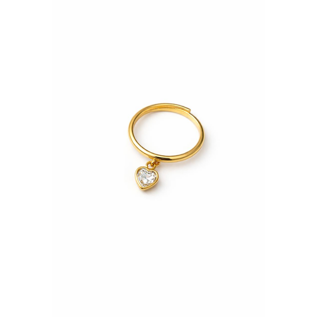 Gold Stone Studded Heart Shaped Ring