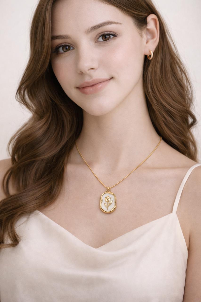Rose Themed Pendant – 18K Gold Plated