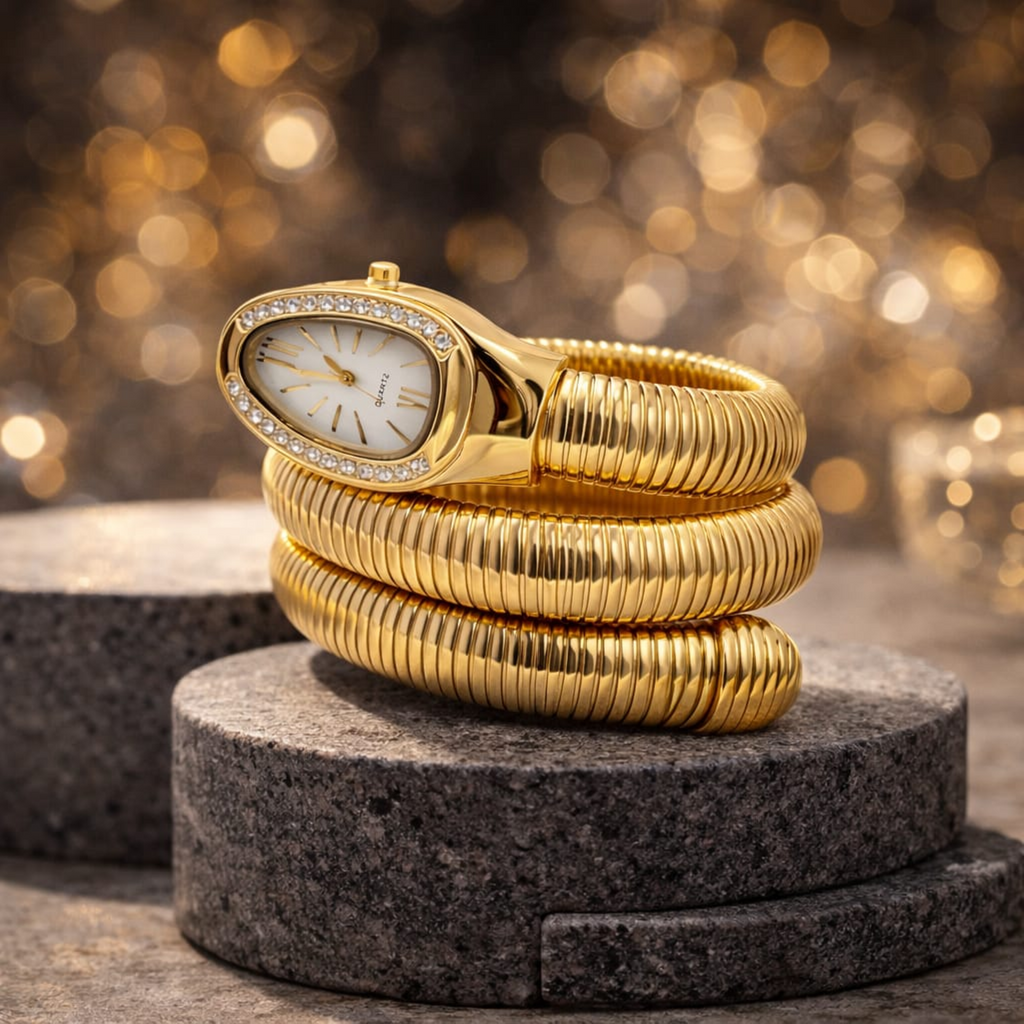 Serpent Luxe Wrap Watch – Gold Edition