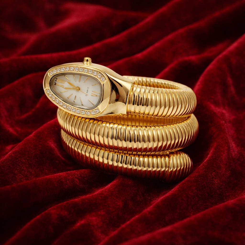 Serpent Luxe Wrap Watch – Gold Edition