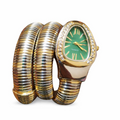 Serpentina Emerald Timepiece – Wrap Watch – Silver & Gold Edition