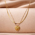 Golden Bloom Heart Layered Necklace – 18K Gold Plated