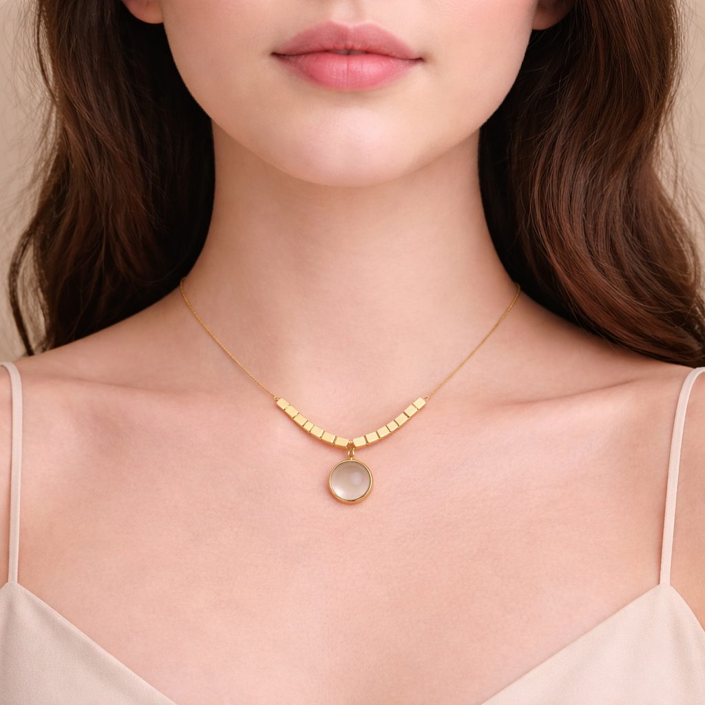 Luxe Circle Pendant Necklace – 18K Gold Plated