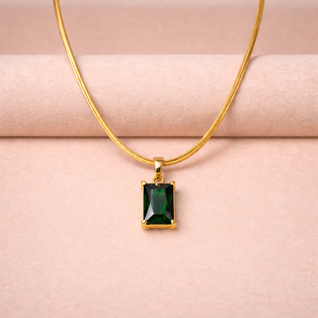 Emerald Prism Pendant – 18K Gold Plated