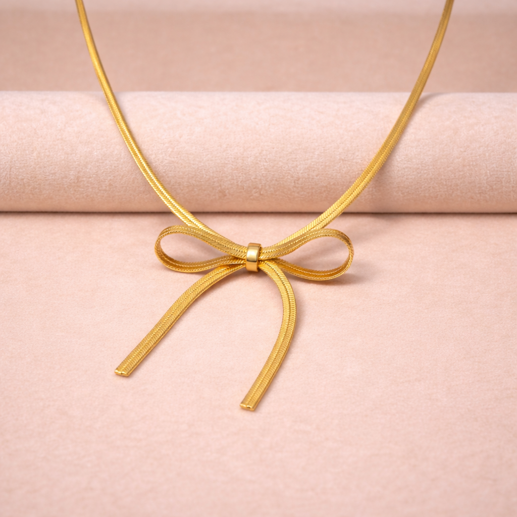 Aerie Herringbone Bow Necklace