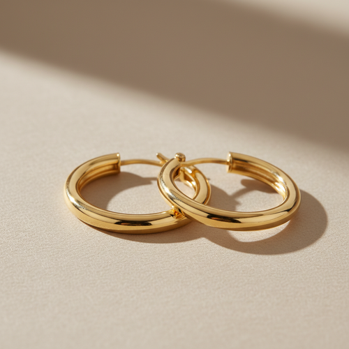 Classic Gold Hoop Earrings in polished 18k yellow gold