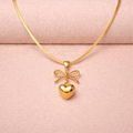 Bow Knot Heart Pendant Necklace