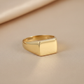 Classic Gold Signet Ring with polished rectangular top