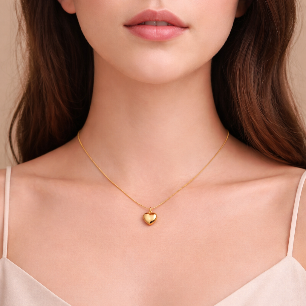 Little Heart Gold Pendant With Chain