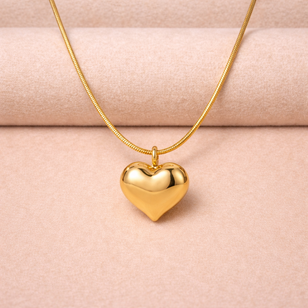 Gold Heart Pendant Necklace – 18K Gold Plated