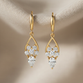 Diamond Drop Earrings with teardrop design in 14k gold